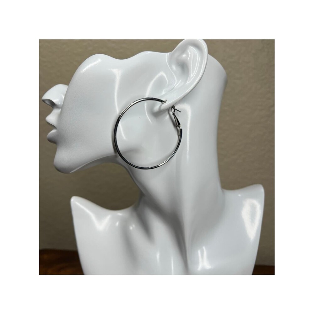 Silver hoop hoops earrings surgical steel post pinup chola chicano latino love